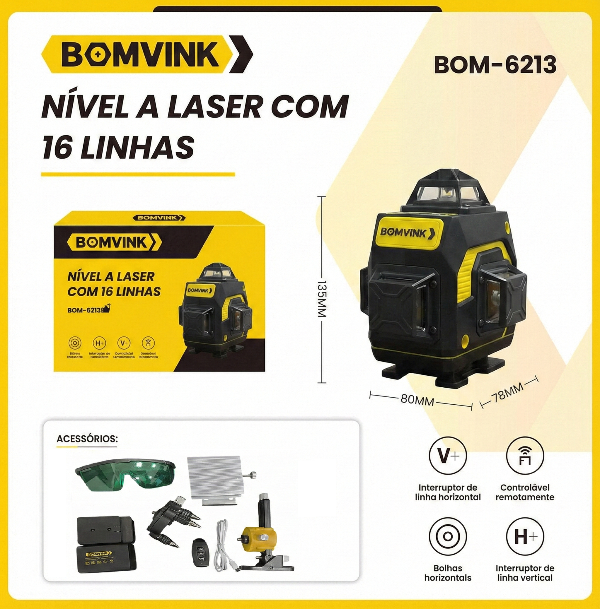 NIVEL LASER 16 LINEAS BOMVINK